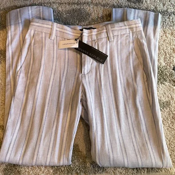Banana Republic Pants Jumpsuits Light Blue Striped Linen